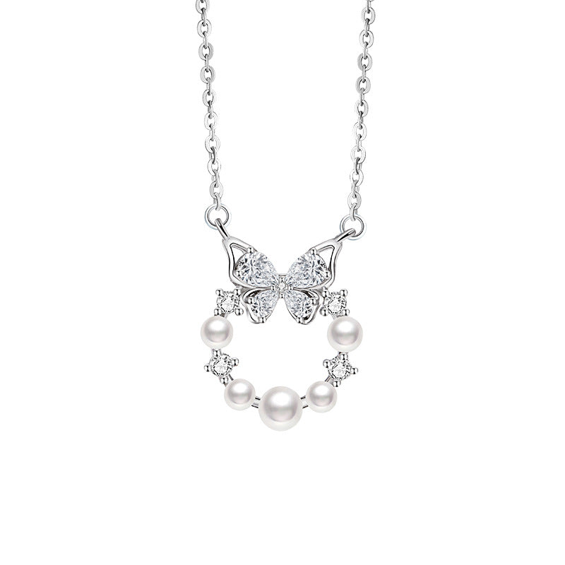 Butterfly Pearl Wreath Necklace-Sweet Love & Wishes