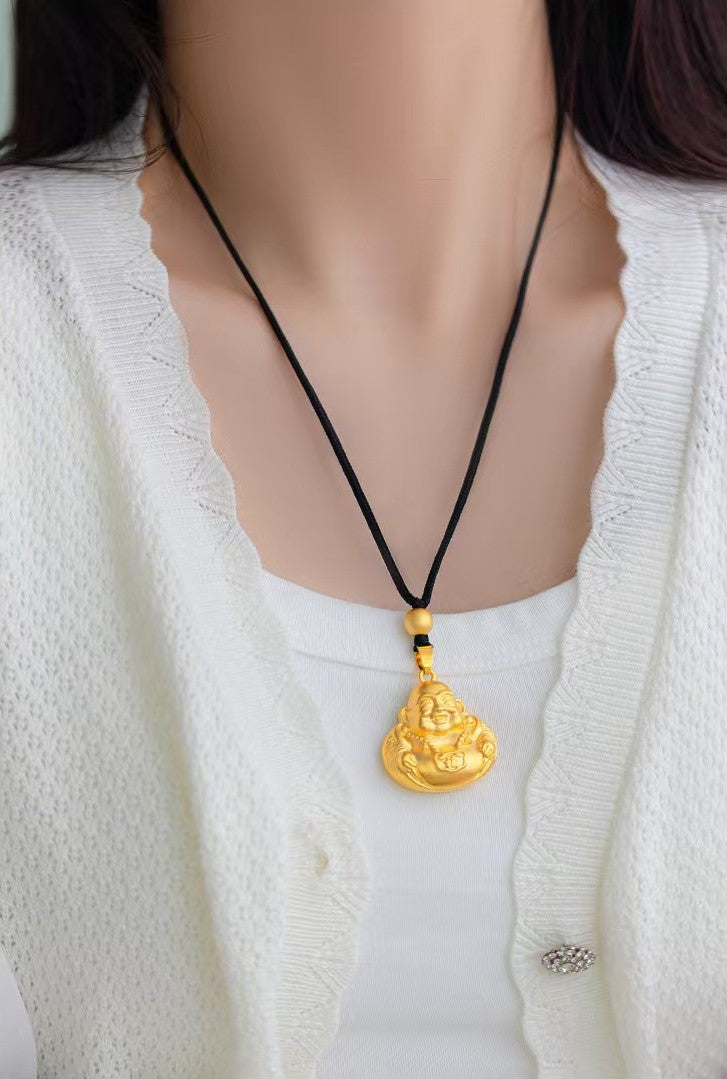 Golden Happy Buddha Pendant-Attract Wealth & Good Luck