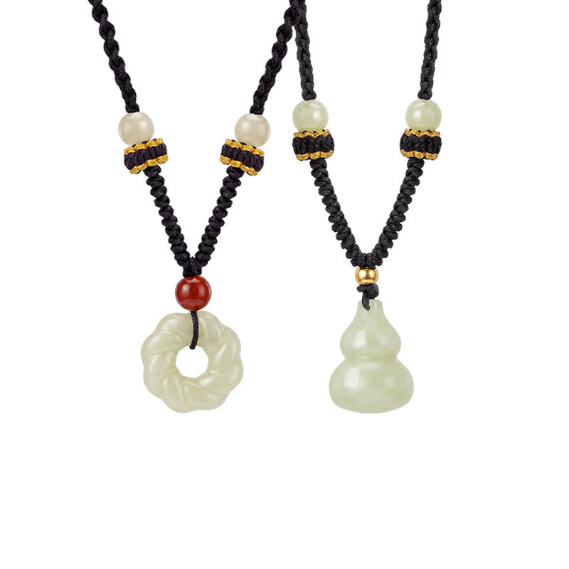Quiet Wholeness-Nephrite Jade Cord Pendant Necklace