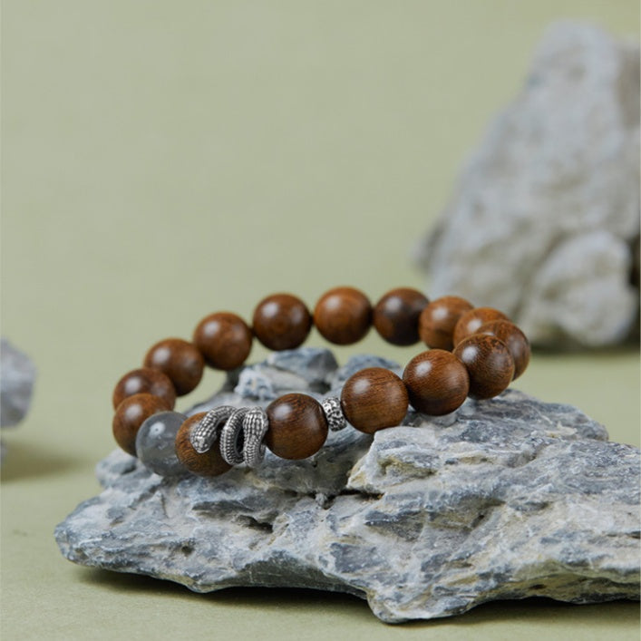 Coiled Snake Golden Sandalwood Cloud Crystal Bracelet-Auspicious Blessing
