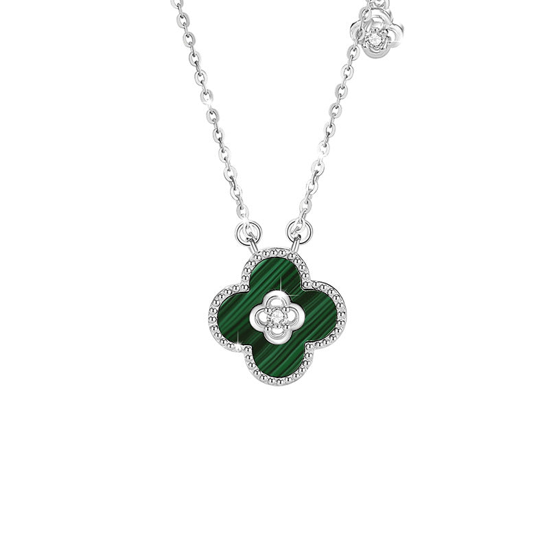 Clover Malachite S925 Silver Pendant Necklace-Fortunate Encounter