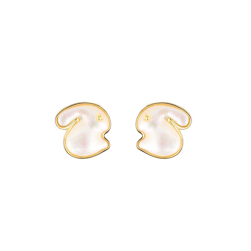 Rabbit White Shell Stud Earrings-A Softer Side