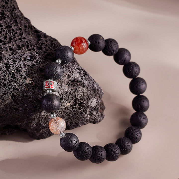 Lava Stone Red Quartz Bracelet-Grounded Radiance