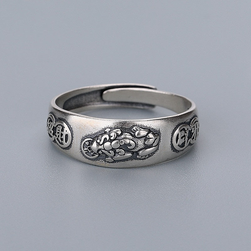 Glücks-Feng-Shui Pixiu-Sechs-Wahre-Worte-Mantra-Ring (verstellbar)