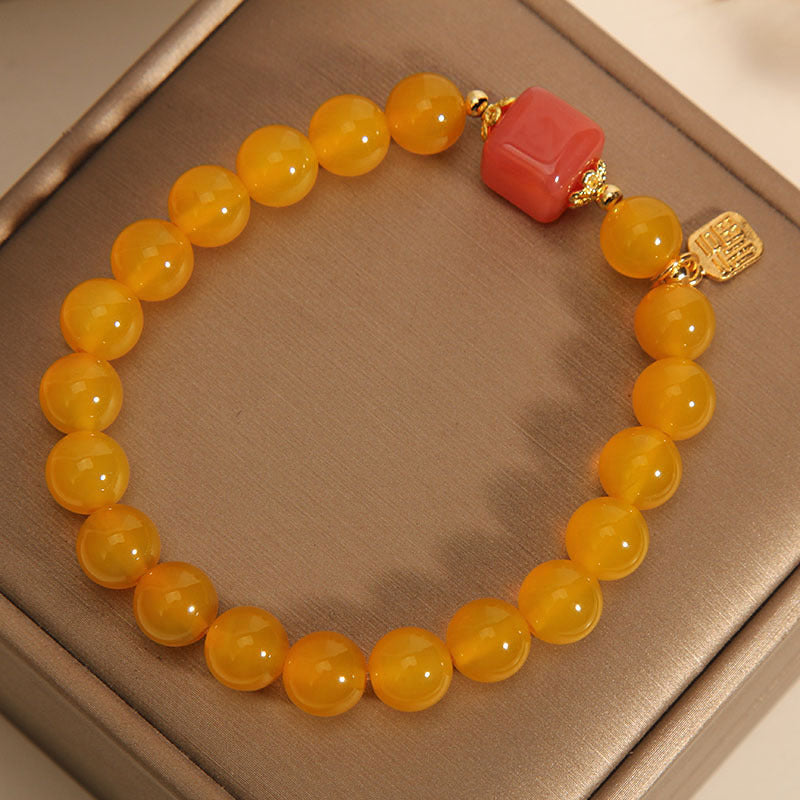 天然イエローカルセドニー ポジティブブレスレット