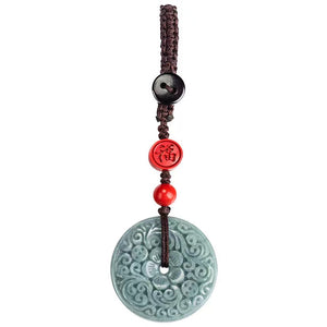 Peace Buckel Auto Keychain-Natural Jade