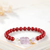 Imperial Amethyst Pixiu & High-Purity Cinnabar Wealth Bracelet