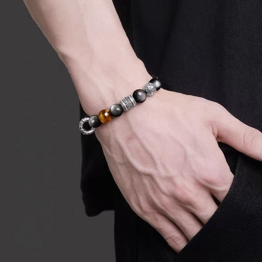 Silver Sheen Obsidian Blessings Bracelet-Serene Fortune