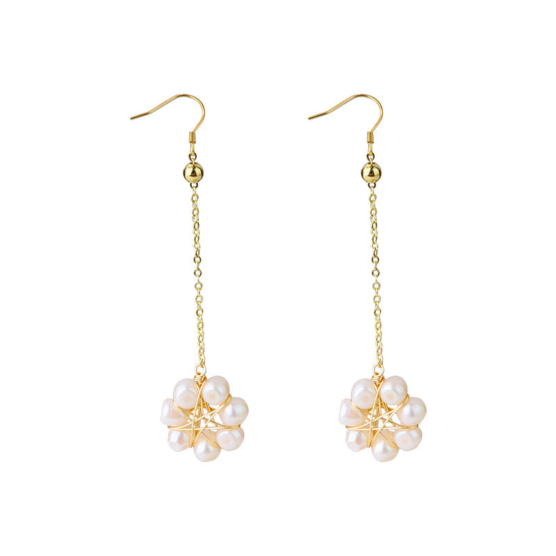 Freshwater Pearl Bird's Nest Drop Earrings-Radiant Grace