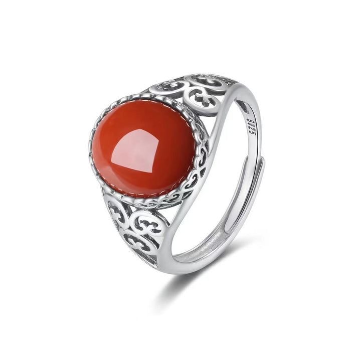Natural Red Agate Silver Ring-Emotional Balance
