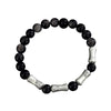 999 Sterling Silver Bamboo Bracelet – Black Obsidian Men’s Bracelet for Success & Steady Growth