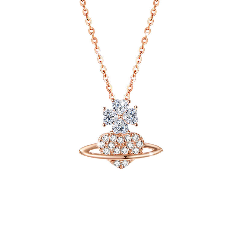 Heart Planet Cubic Zirconia Necklace-Drawn to You