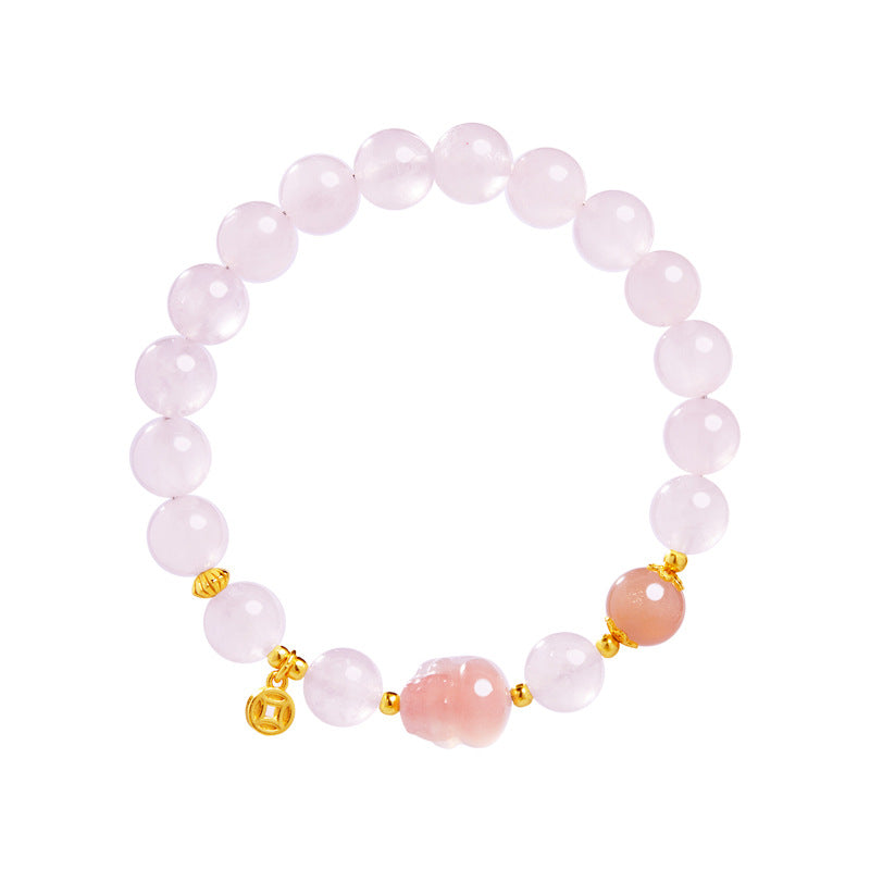 Pink Crystal Pixiu Bracelet–Fortune, Love & Graceful Energy