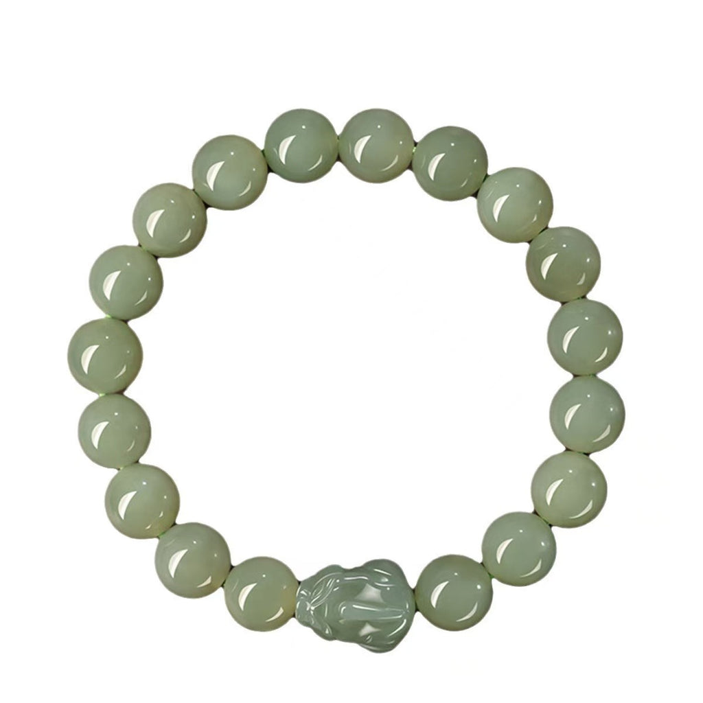 Natural Hetian Jade Pixiu Fortune Bead Bracelet-Attract Wealth