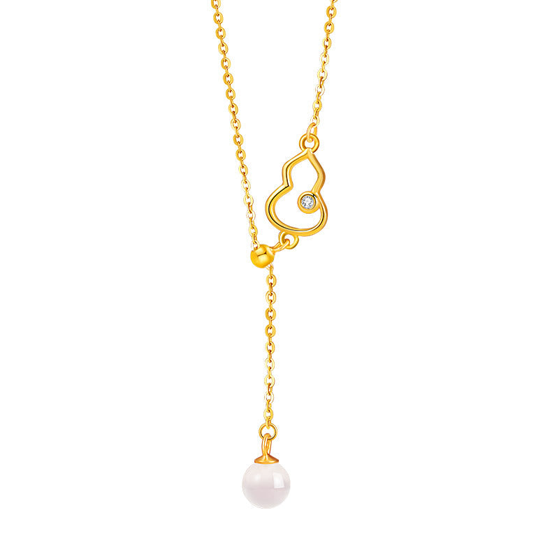 Blessings & Prosperity-Gourd Chalcedony Tassel Necklace