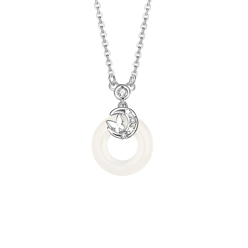 Butterfly Peace Disc Chalcedony Necklace-Lifelong Peace and Joy