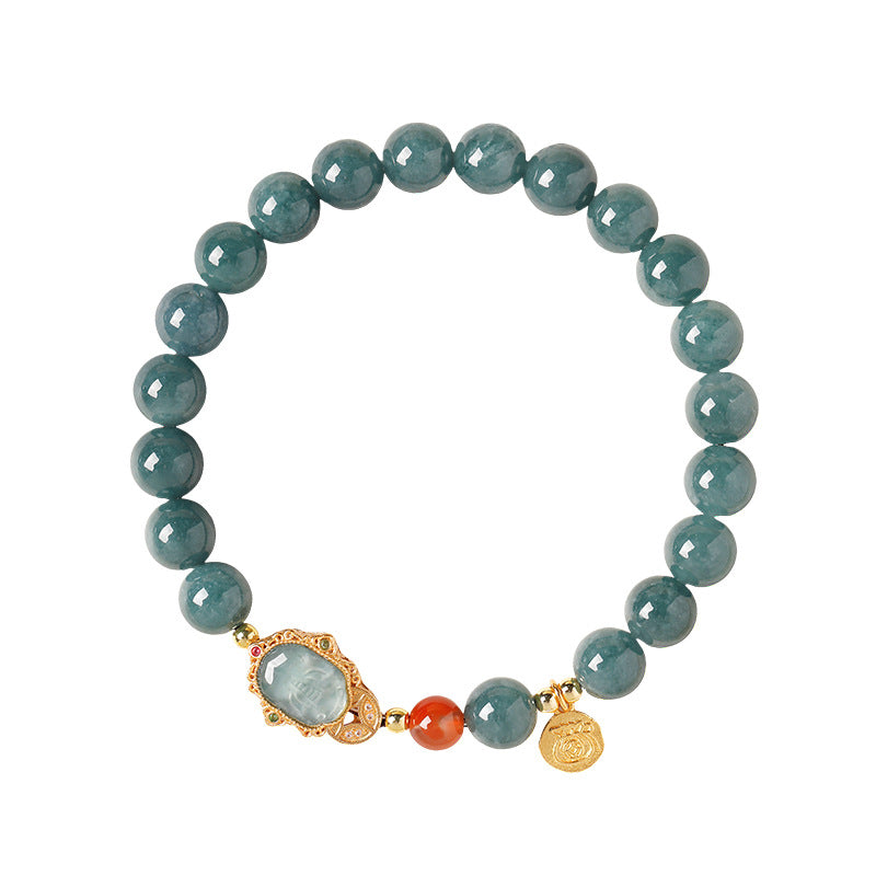 Blue Water Jadeite Pixiu Bracelet-Forward Intention