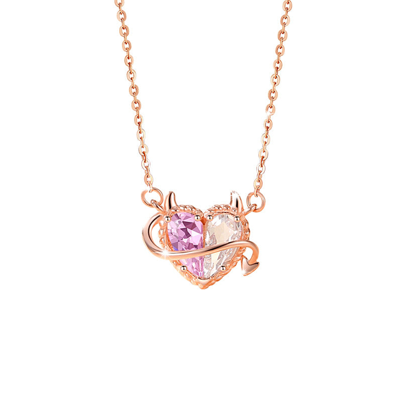 Pink Devil Heart Necklace-A Little Mischief