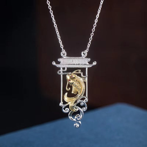 Gold Koi Fish Necklace-Good Fortune and Prosperity
