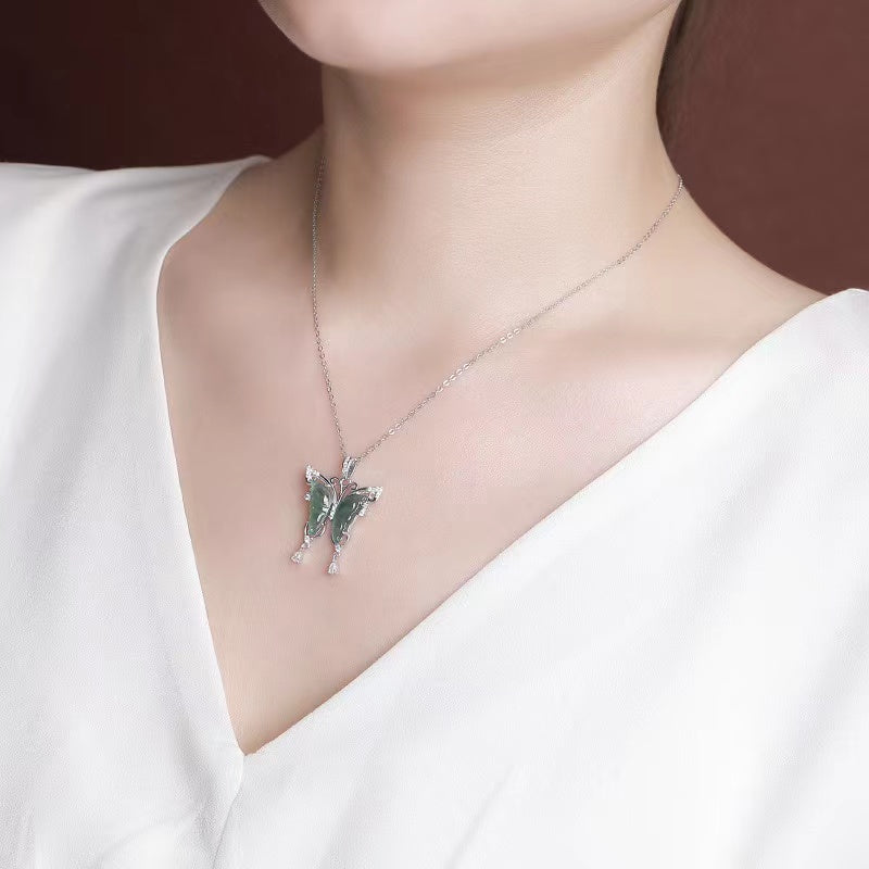 Natural Ice Jade Butterfly Necklace-Peace and Harmony