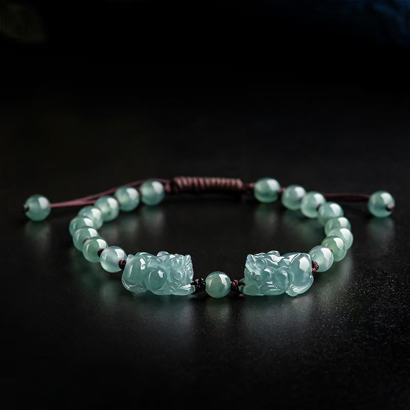 Ice Jade Double Pixiu Bracelet-Attract Luck