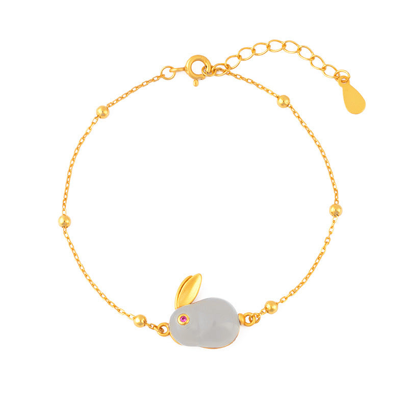 Rabbit Red Agate & Nephrite Jade Bracelet-Gentle Joy