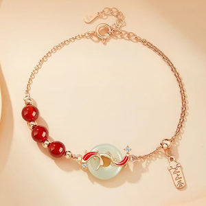 Red Agate Koi Fish Jade Bracelet-Good Fortune and Prosperity