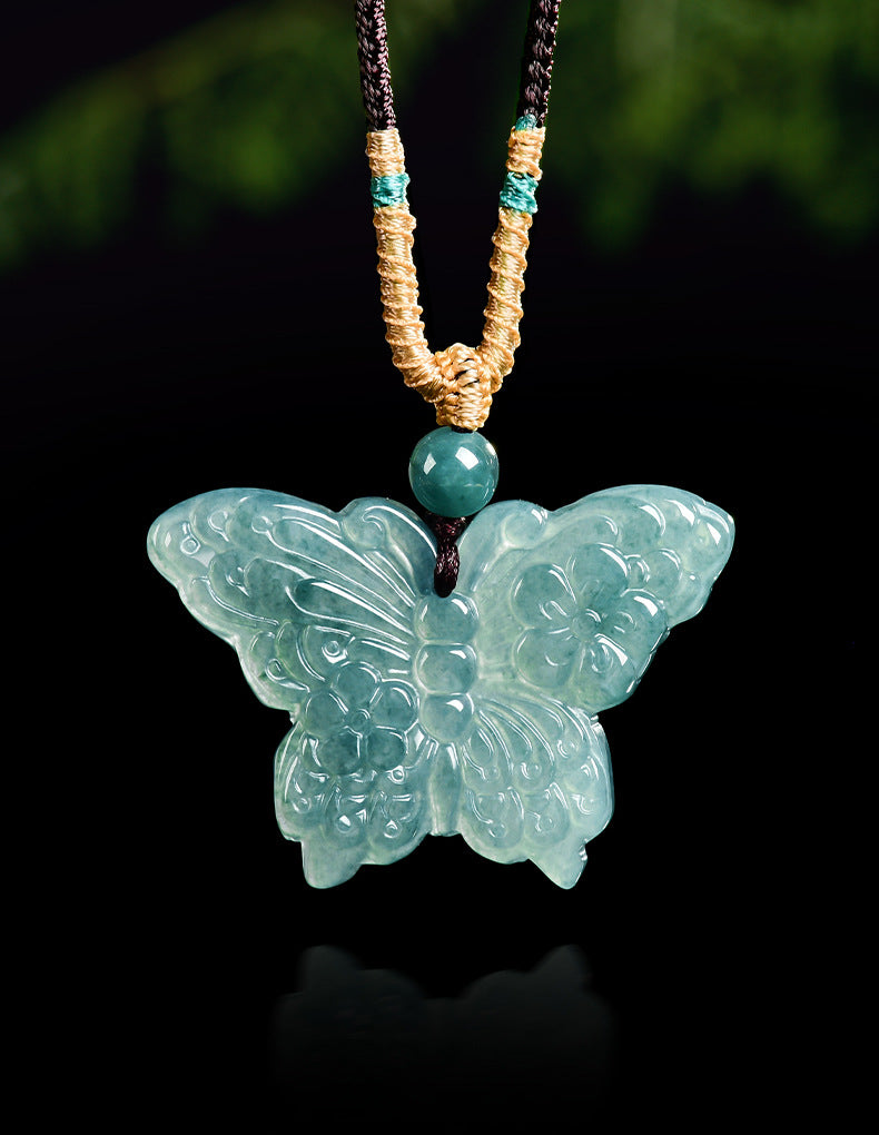 Love Blessing Butterfly Jade Pendant Necklace– Symbol of Longevity & Eternal Love