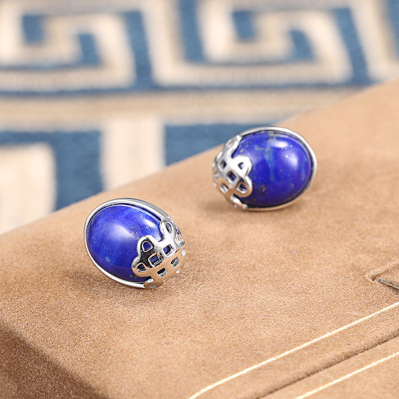 Regal Confidence-Lapis Lazuli Sterling Silver Stud Earrings