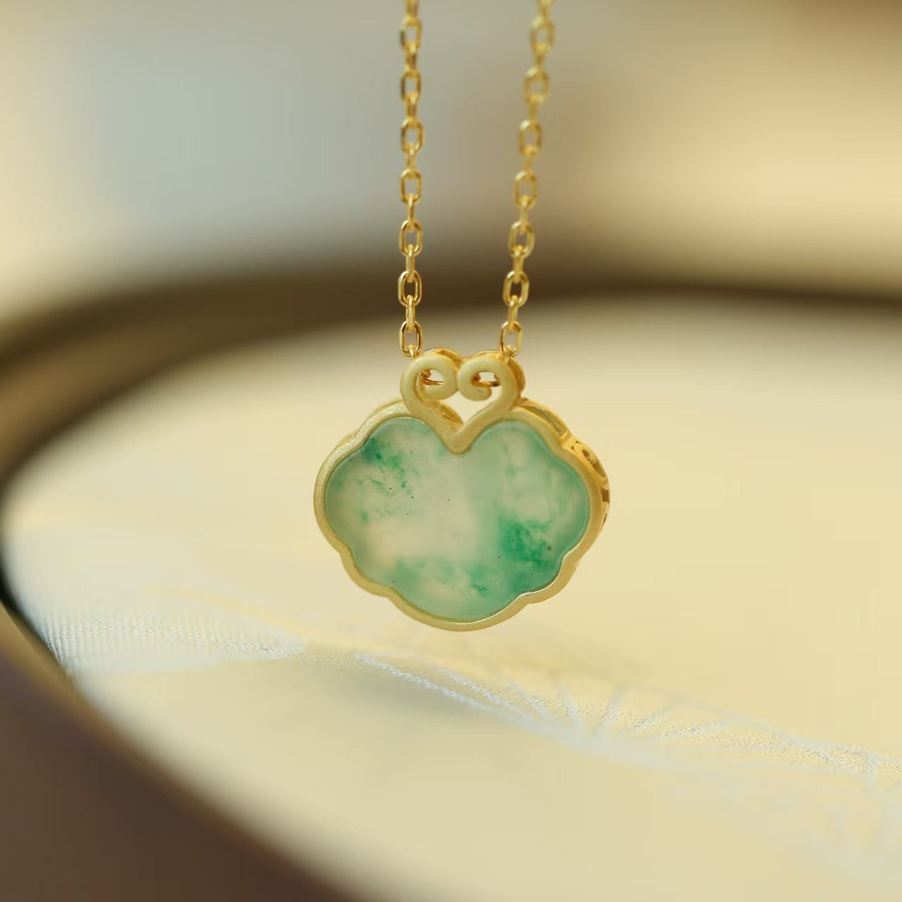 Auspicious Clouds Natural Emerald Necklace-Attract Wealth