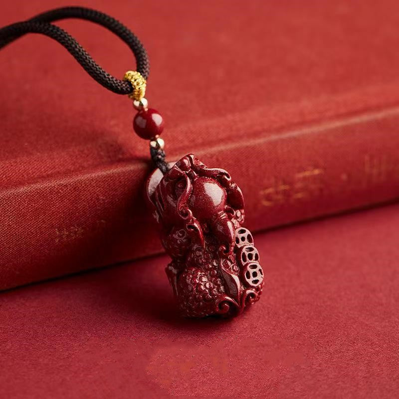 Wealth Pixiu Red Cinnabar Pendant-Good Luck&Protection