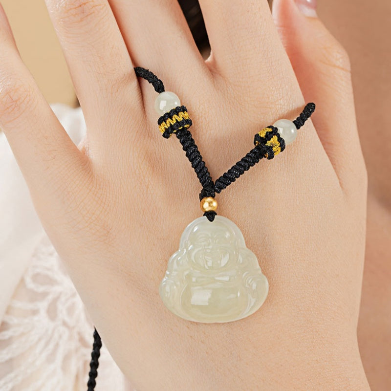 Laughing Buddha Nephrite Jade Pendant-Room for Joy