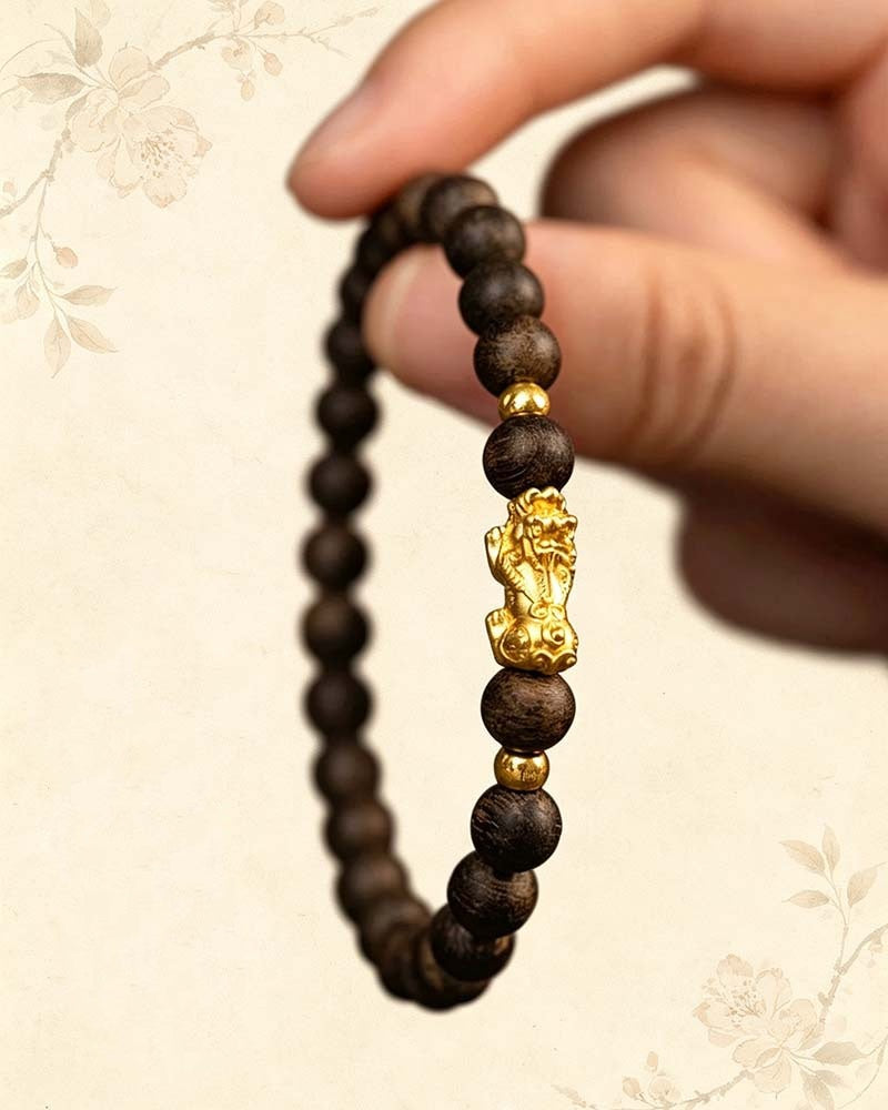 Calm & Prosperity-Pixiu Agarwood Bead Bracelet