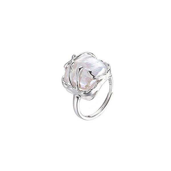 Organic Form Baroque Pearl 925 Sterling Silver Ring-Graceful Poise