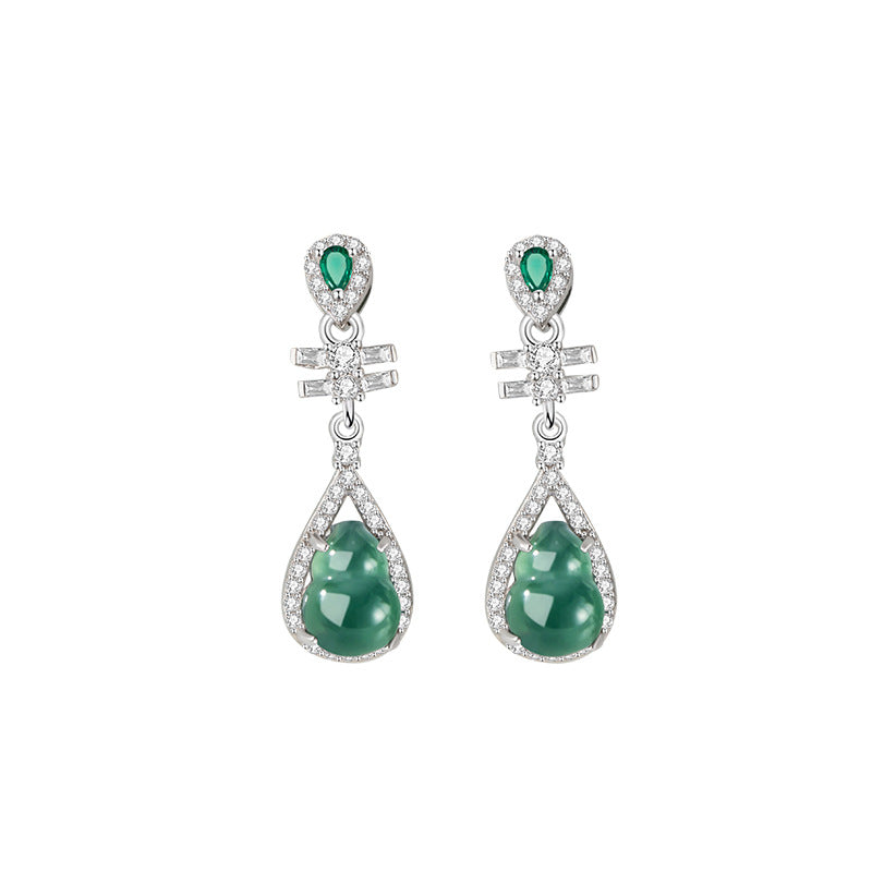 Gourd Jadeite Necklace & Earrings-Blessings and Prosperity