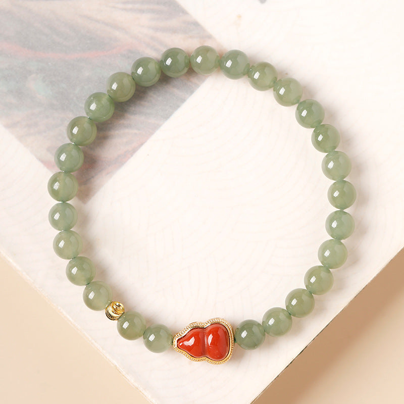 Red Agate Gourd Hetian Jade Bracelet-Gentle Momentum
