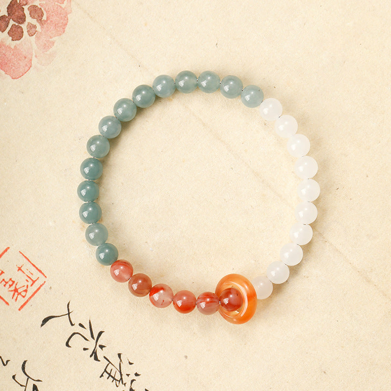 Red Agate Sliding Donut Jade Bracelet-Circles of Calm