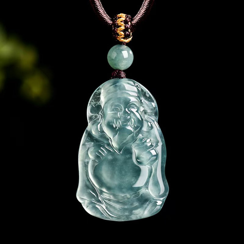 Caishen Ice Jade Pendant-Attract Luck