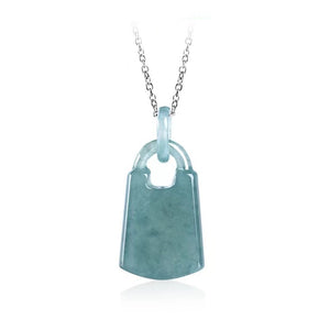 Longevity Lock Jade Pendant Necklace-925 Sterling SIlver