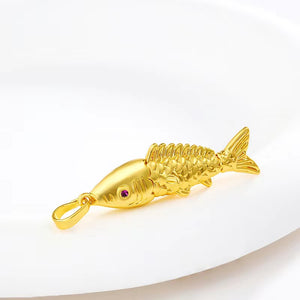 Golden Koi Fish Pendant Necklace-Fengshui Wealth Charm