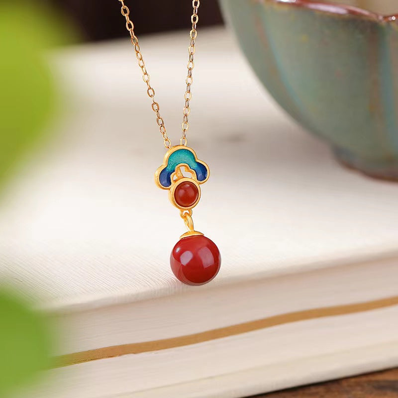 Auspicious Clouds Red Agate Necklace -Lucky and Prosperity