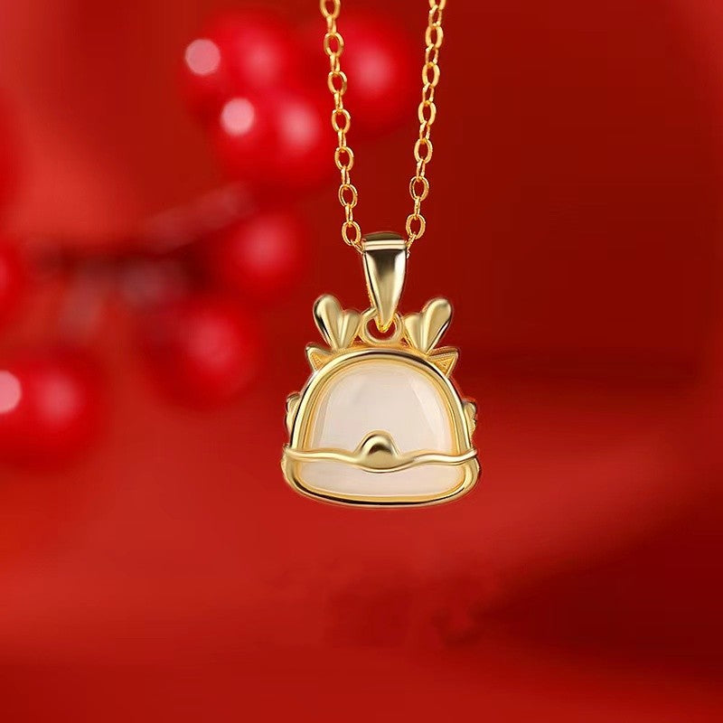 Dragon Year White Jade Necklace-Fortune Prosperity