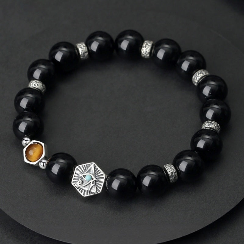 Eye of Providence Obsidian Tiger's Eye Bracelet-Modern Insight