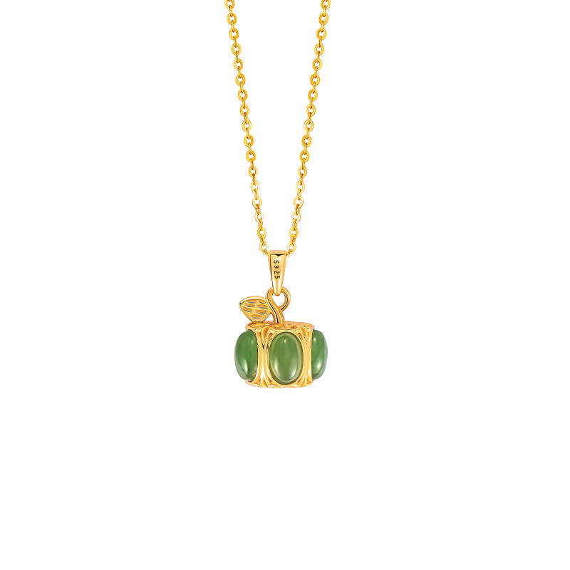 Fu Melon Nephrite Jade Necklace & Earrings-Good Wishes to Share