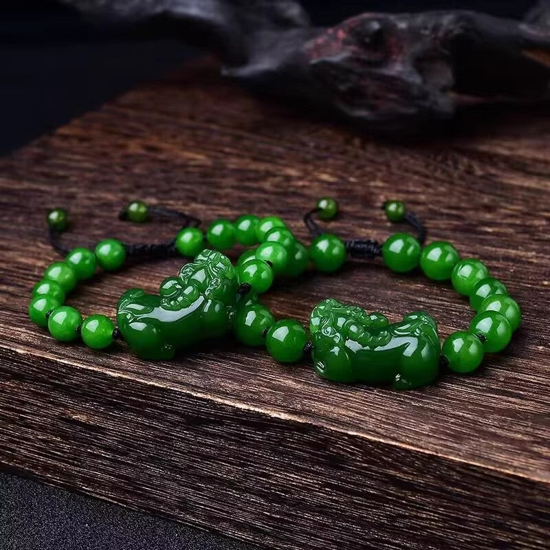 Pixiu Nephrite Jade Bracelet-Wishes for Prosperity