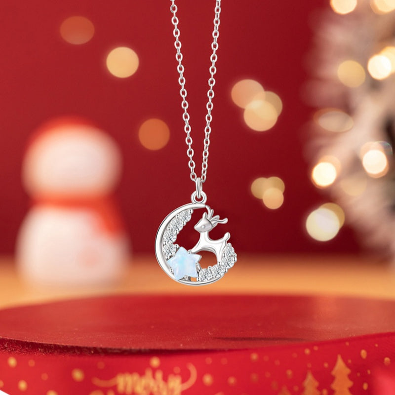 Reindeer Moon Sterling Silver Necklace-With You Always