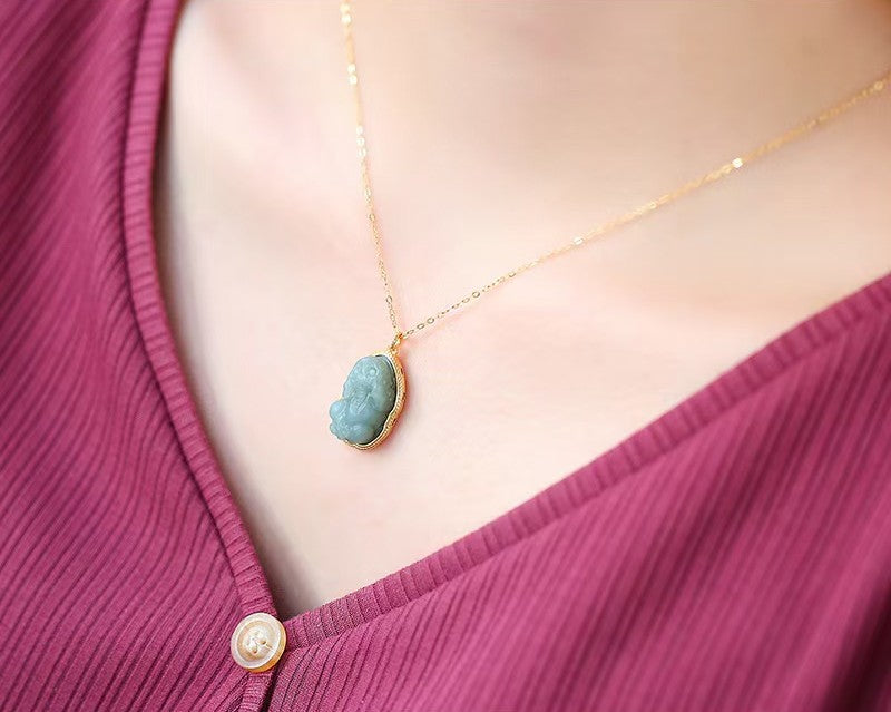 Hetian Jade Pixiu Nephrite Necklace-Attract Wealth