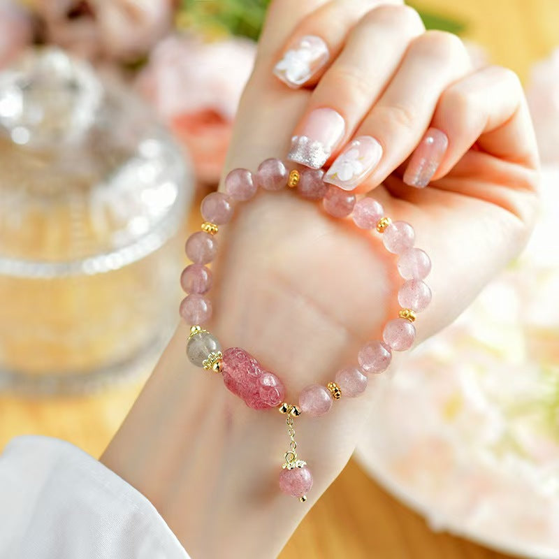 Radiant Affection Strawberry Quartz Pixiu Bracelet