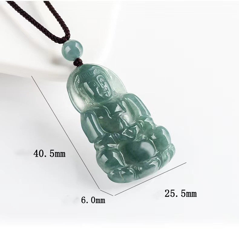 Guan Yin Ice Jade Hand Carved Pendant-Compassion