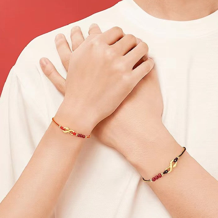 Gold Snake Cinnabar Couple Red String Bracelet-Protection and Wealth